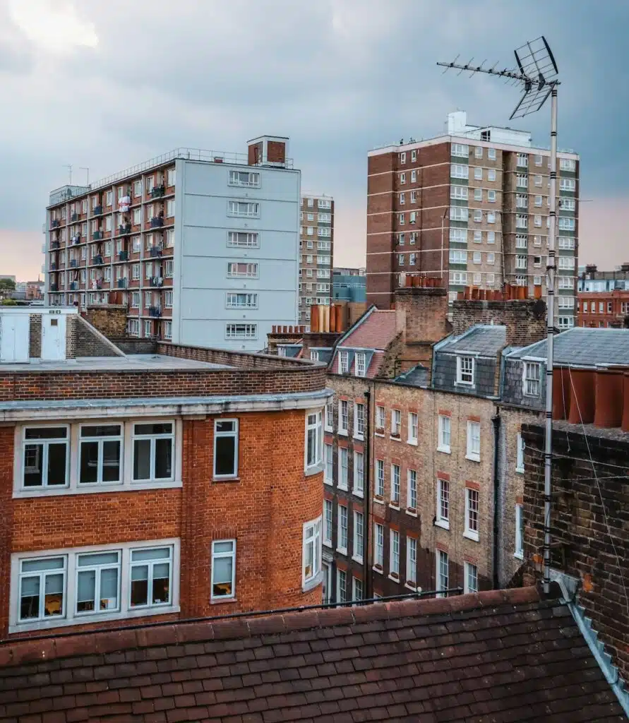 View of residential buildings in London, showcasing property management opportunities for short and long-term lets. MX Lettings Property Managers London