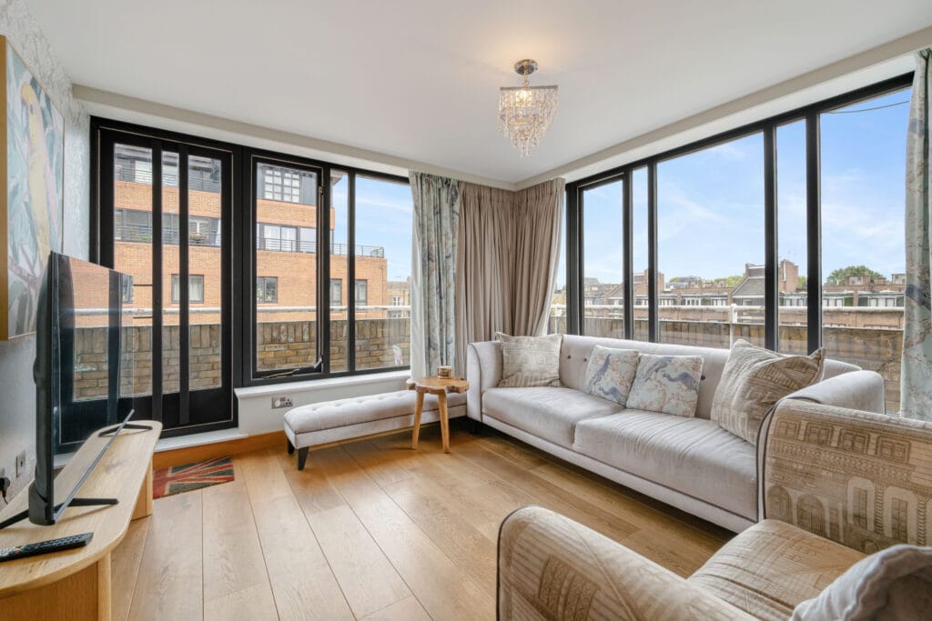 Stylish living room in a London property, perfect for residential lettings and holiday lets agency offerings. MX Lettings Property Managers London